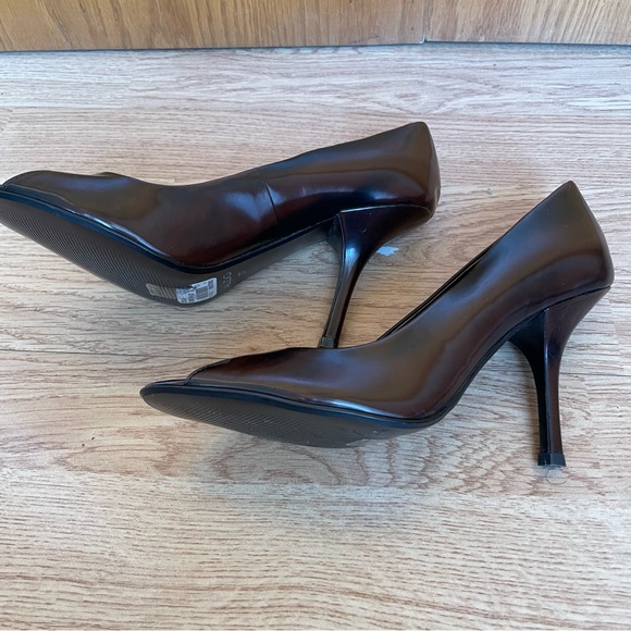 NWT ALDO WOMEN’S OPEN TOE HIGH HEELED BROWN SHOES SIZE 37 US SIZE 6.5-7 - Picture 6 of 15